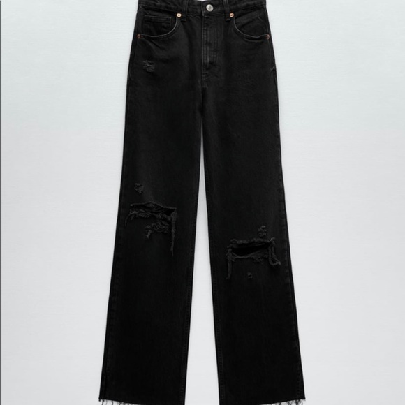 ZARA Ripped Wide Leg Jeans - Picture 9 of 12